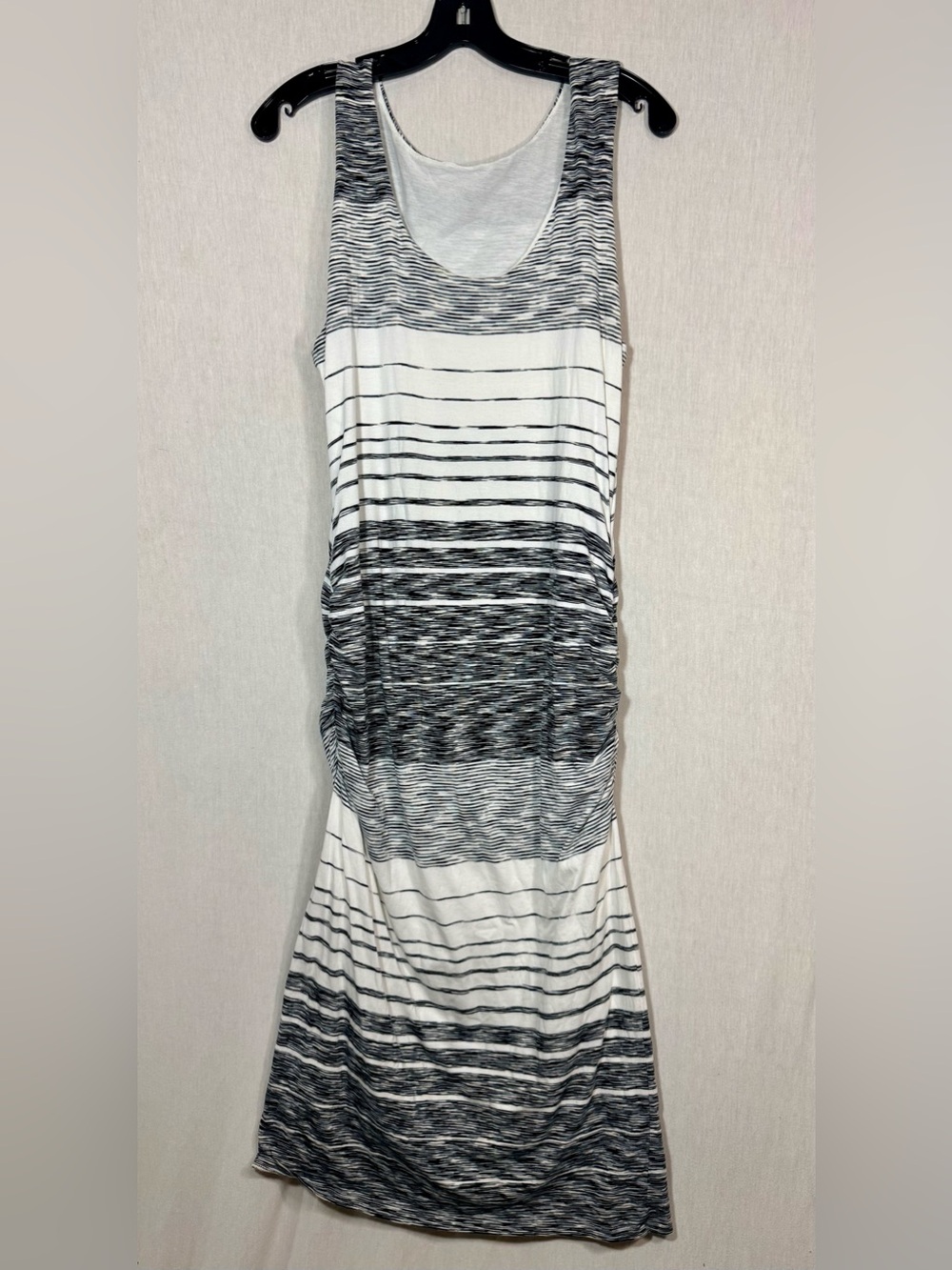 Athleta Wanderer Ponte dress: L Striped Sleeveless Maxi Dress - White & Black